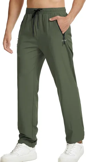 Surenow Men's Athletic Running Sweatpants Lightweight Stretch Jogger Track Pants Tapered Workout Gym Pants with Zipper Pocket