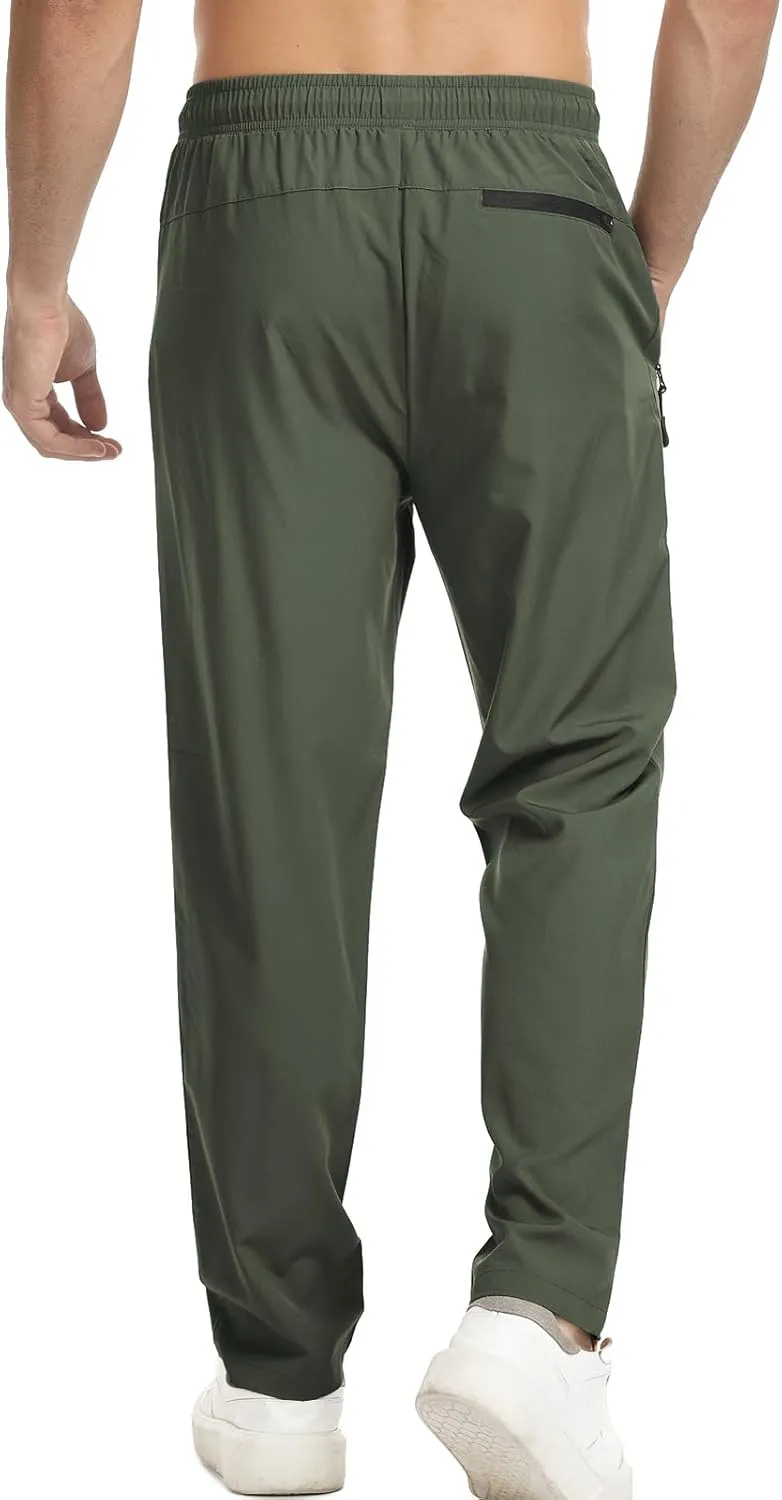 Surenow Men's Athletic Running Sweatpants Lightweight Stretch Jogger Track Pants Tapered Workout Gym Pants with Zipper Pocket