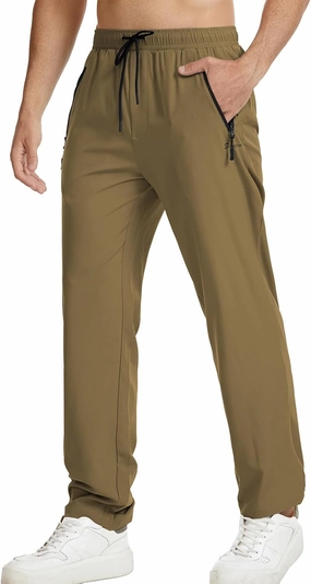 Surenow Men's Athletic Running Sweatpants Lightweight Stretch Jogger Track Pants Tapered Workout Gym Pants with Zipper Pocket