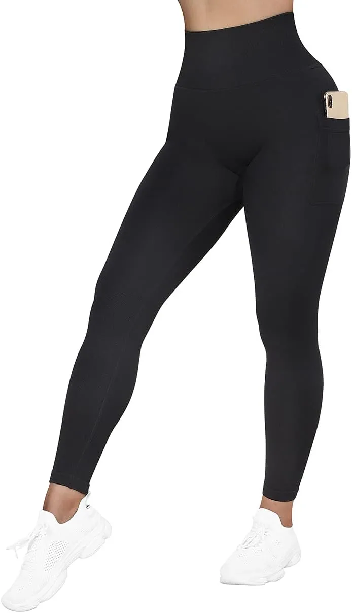 SUUKSESS Women Scrunch Butt Lifting Seamless Leggings Booty High Waisted Workout Yoga Pants