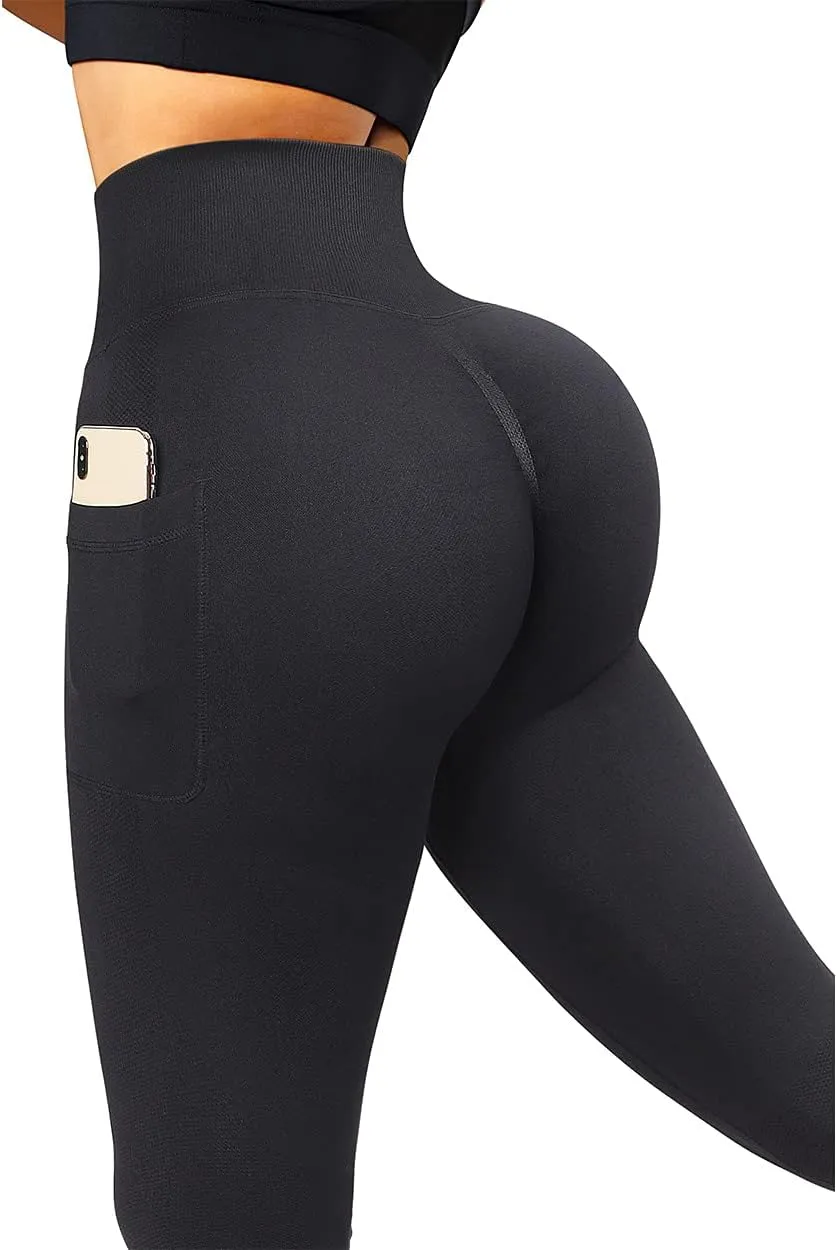 SUUKSESS Women Scrunch Butt Lifting Seamless Leggings Booty High Waisted Workout Yoga Pants