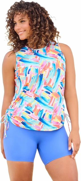 Swim 365 Women's Plus Size Chlorine Resistant Swim Tank Coverup with Side Ties
