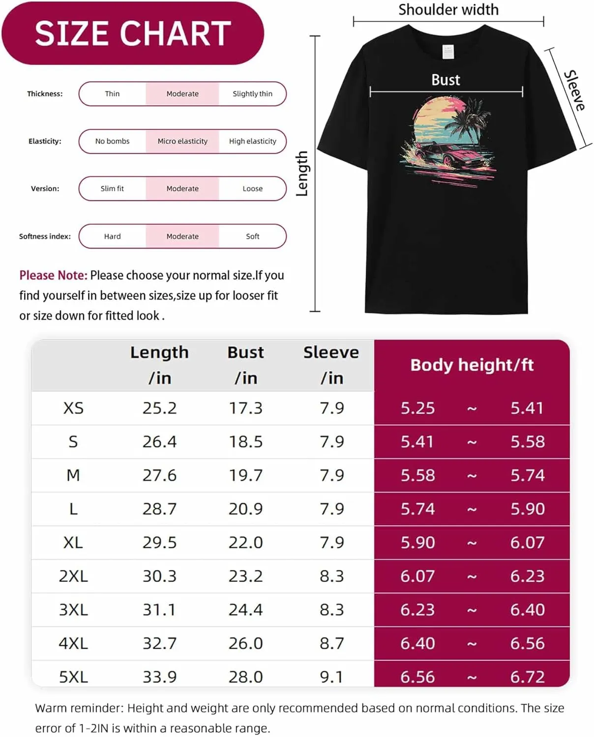 T-Shirts for Women Racing Car Palm Trees Sunset Women's Tops Crew Neck Short Sleeve Tees