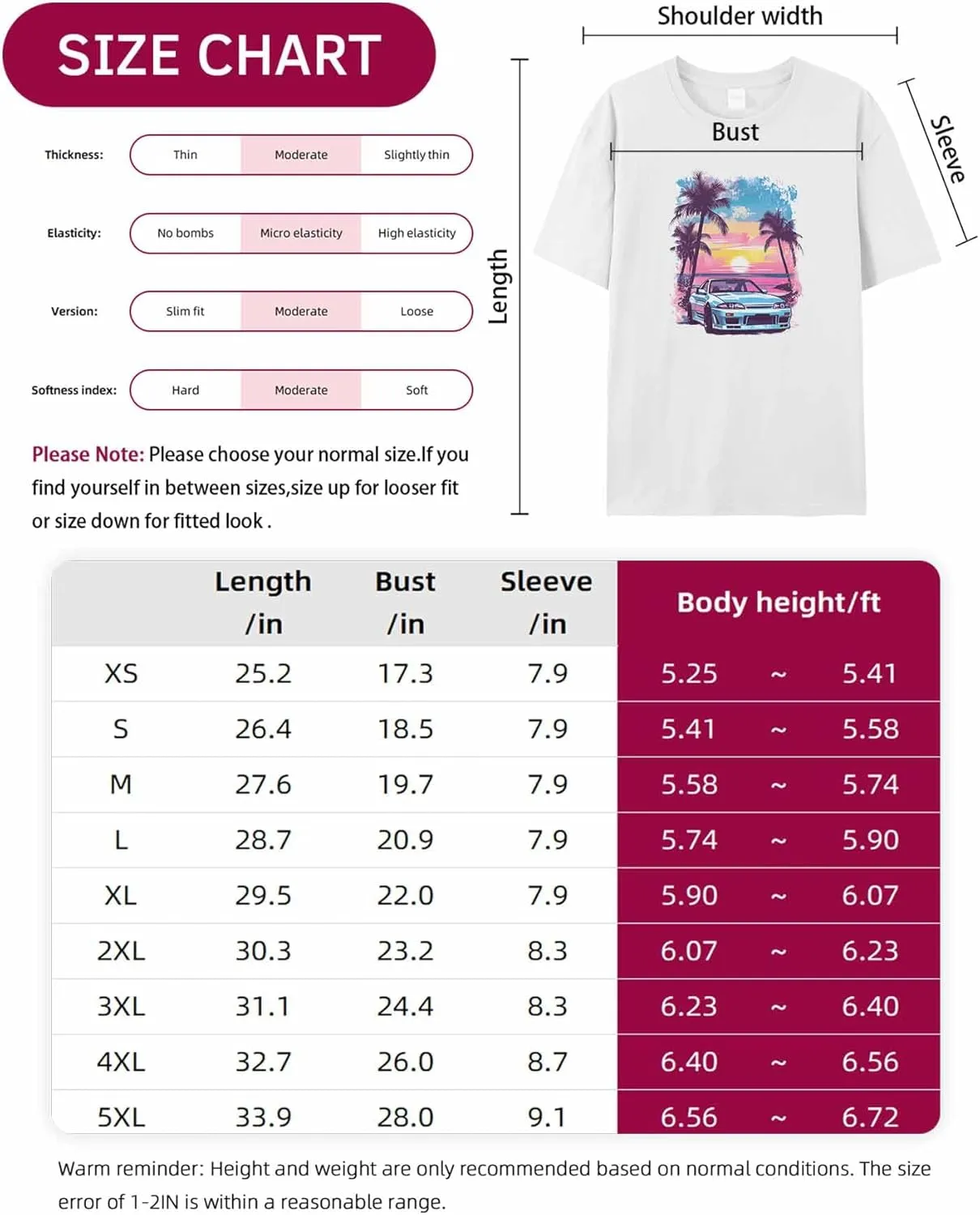 T-Shirts for Women Racing Car with Pink Sky Women's Tops Crew Neck Short Sleeve Tees