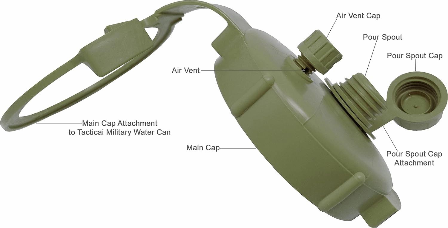Tacticai Water Can Cap and Lid for U.S Issued 5-Gallon (20-Liter) Military Jerry Cans, BPA Free (2 Color Selection)