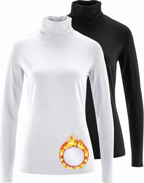 TAIPOVE Women's Thermal Fleece Turtleneck Long Sleeve Tops Lightweight Pullover Sweater Cotton Casual Soft Comfort Shirt