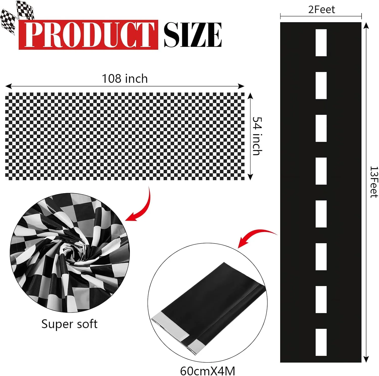 Tallew Checkered Car Party Supplies Disposable Tablecloth Plastic Table Cover Black and White Checkered Race Table Runner for Racing Birthday Party Decor Favor Supplies (Black, White,12 Pcs)