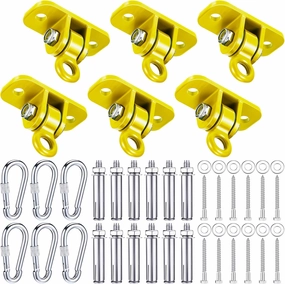 Tandefio 6 Sets of Robust Swing Hangers for Wooden Concrete Set with Swing Hook Screw Bolt Washer Swingset Accessory for Porch Patio Yoga Indoor Outdoor,Over 1800 lb Capacity (Yellow)