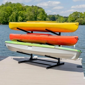 Teal Triangle Freestanding Kayak Storage Rack -Storage Rack for 3 Kayaks or Canoes - Premium Kayak Stand for Outdoor and Indoor - Heavy Duty Kayak Holder - Adjustable Kayak Storage Stand
