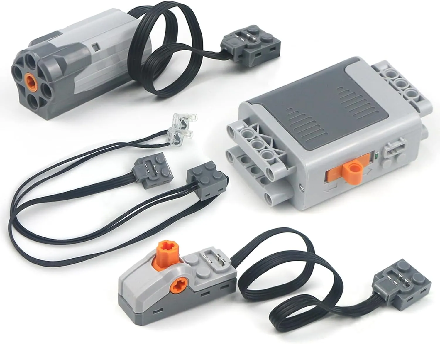 Technical Motors Kit Bricks Accessories, Educational STEM Toys for Kids Adults, Battery Box & Switch & LED Light Cable & Medium Motor Set