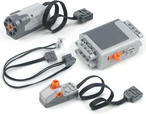 Technical Motors Kit Bricks Accessories, Educational STEM Toys for Kids Adults, Battery Box & Switch & LED Light Cable & Medium Motor Set