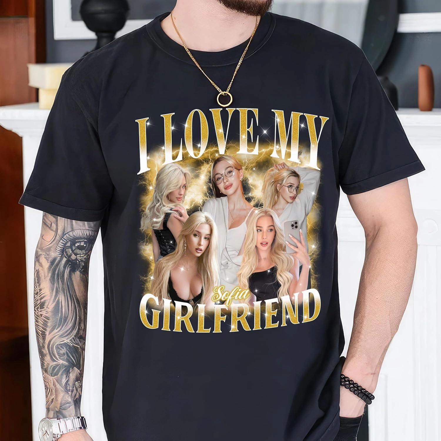 Tehg & Tuhg Custom Your Photo T Shirts Bootleg Tee Rap for Girlfriend Boyfriend, Custom Face Shirt Gifts for Him Her Birthday