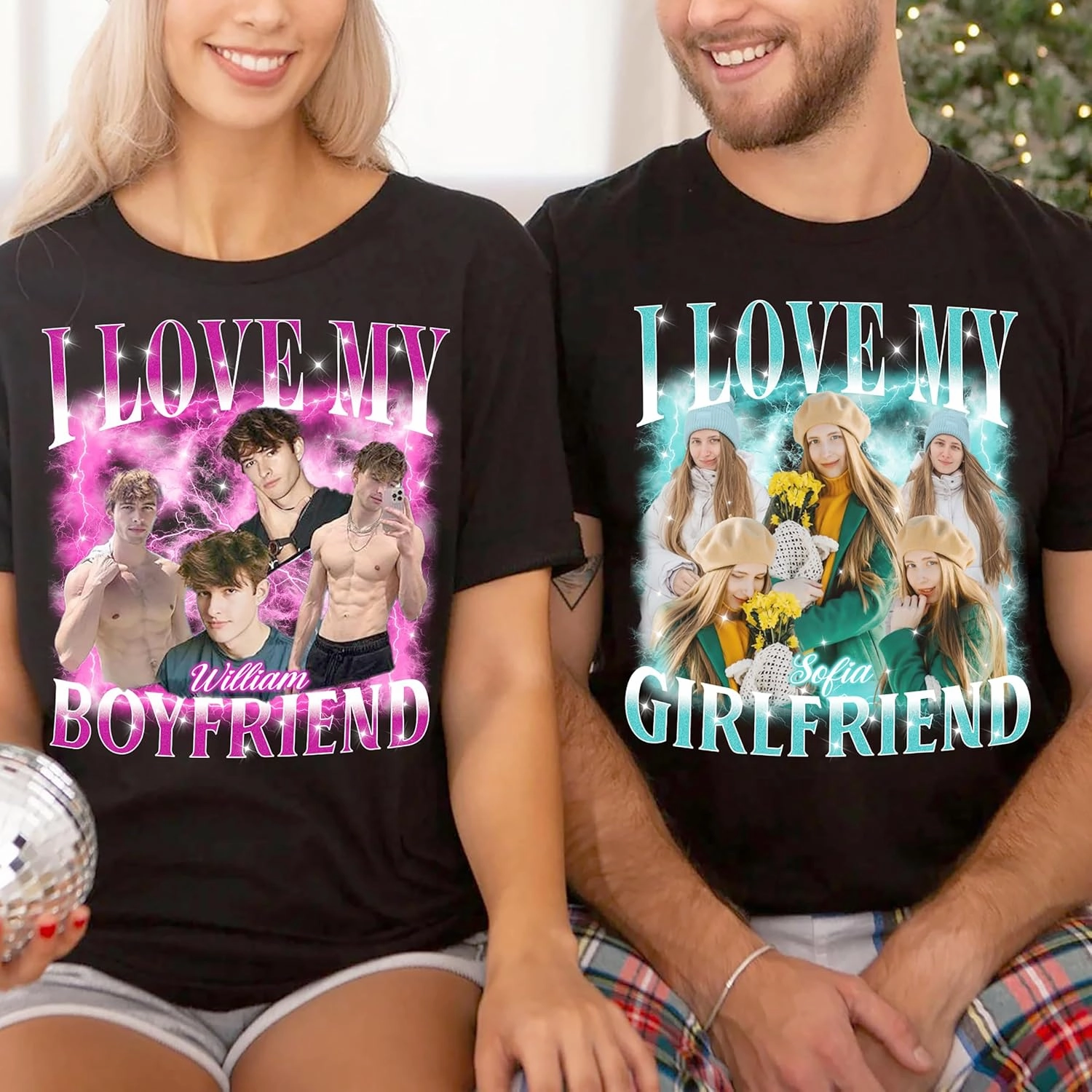 Tehg & Tuhg Custom Your Photo T Shirts Bootleg Tee Rap for Girlfriend Boyfriend, Custom Face Shirt Gifts for Him Her Birthday
