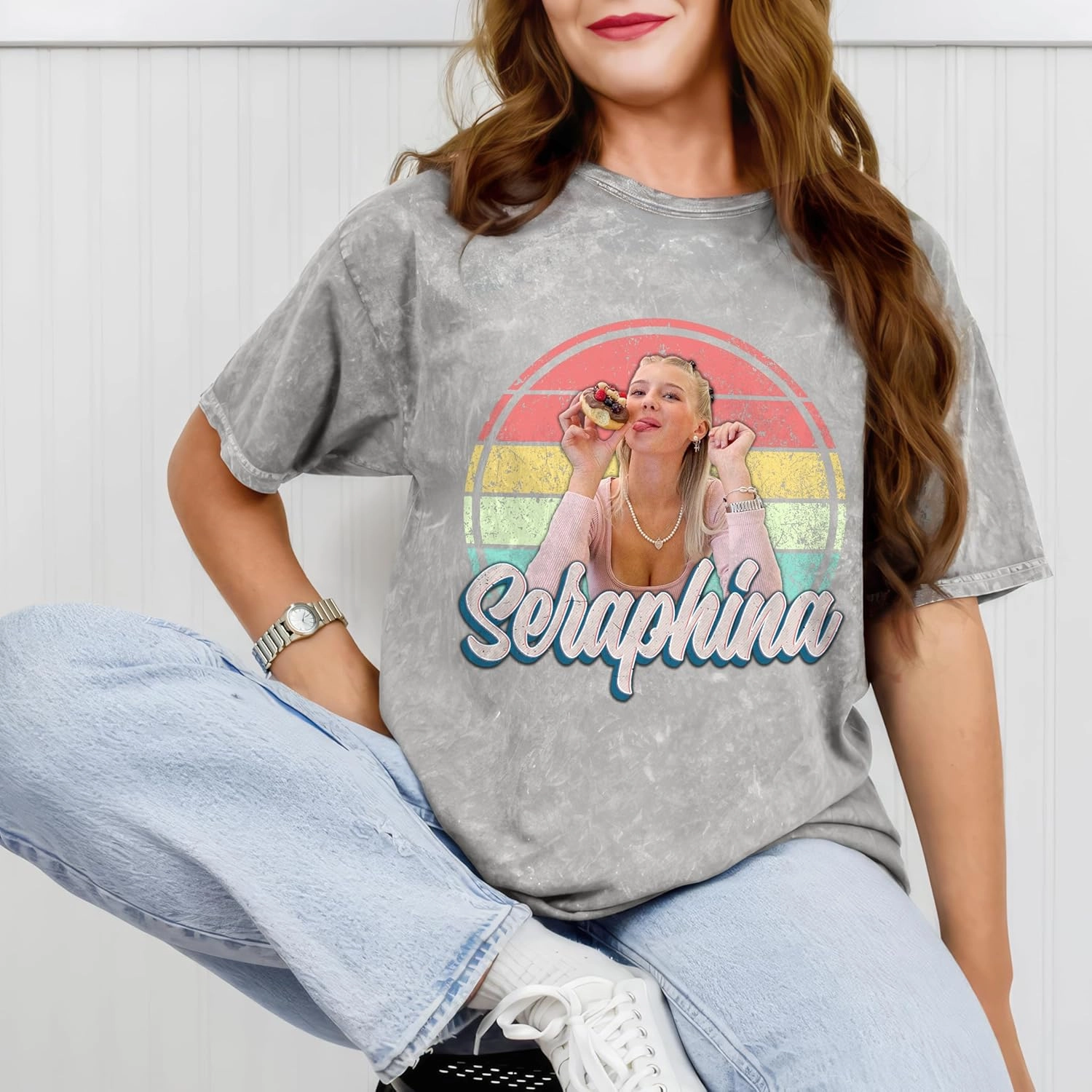 Tehg & Tuhg Custom Your Photo T Shirts Bootleg Tee Rap for Girlfriend Boyfriend, Custom Face Shirt Gifts for Him Her Birthday