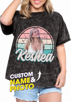Tehg & Tuhg Custom Your Photo T Shirts Bootleg Tee Rap for Girlfriend Boyfriend, Custom Face Shirt Gifts for Him Her Birthday