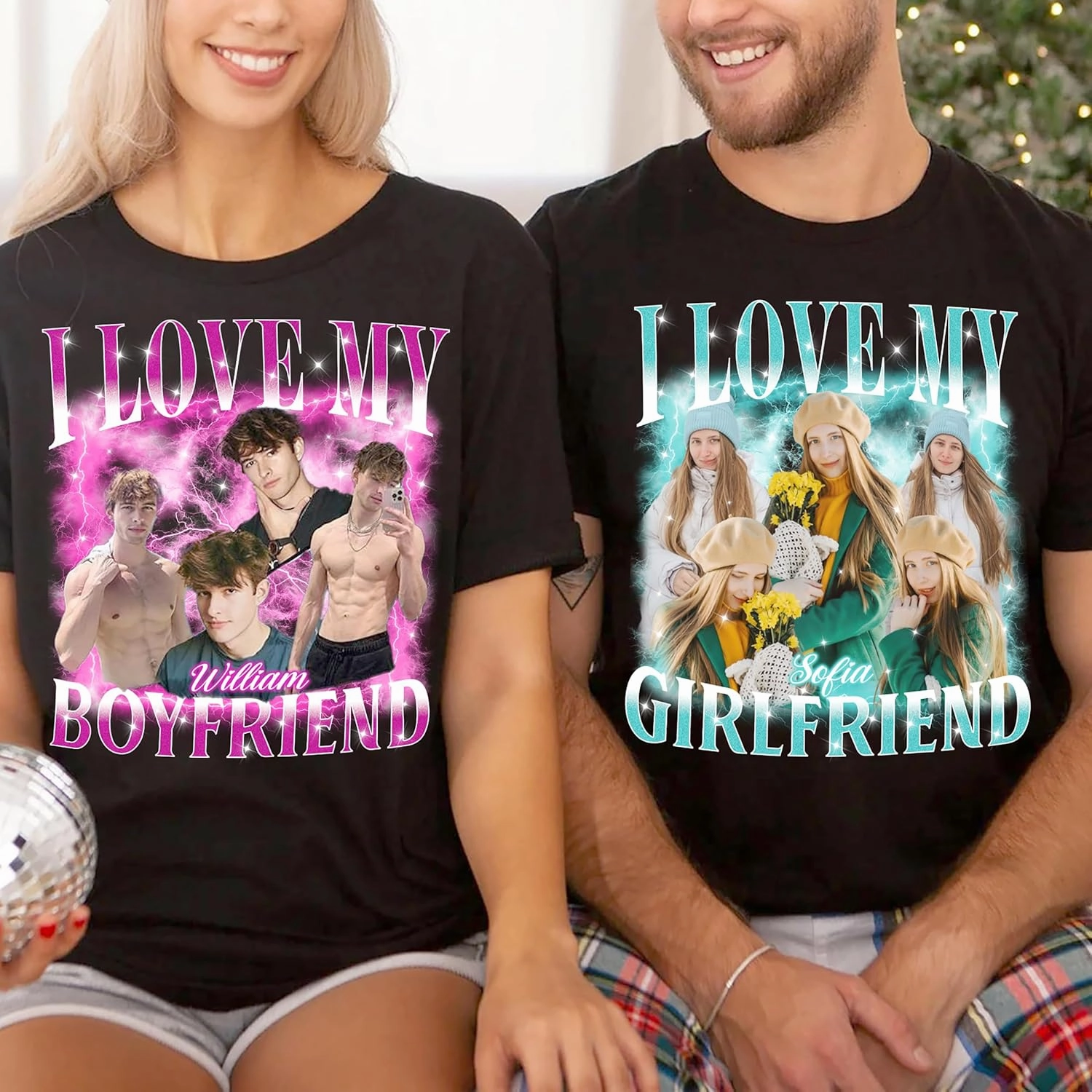 Tehg & Tuhg Custom Your Photo T Shirts Bootleg Tee Rap for Girlfriend Boyfriend, Custom Face Shirt Gifts for Him Her Birthday