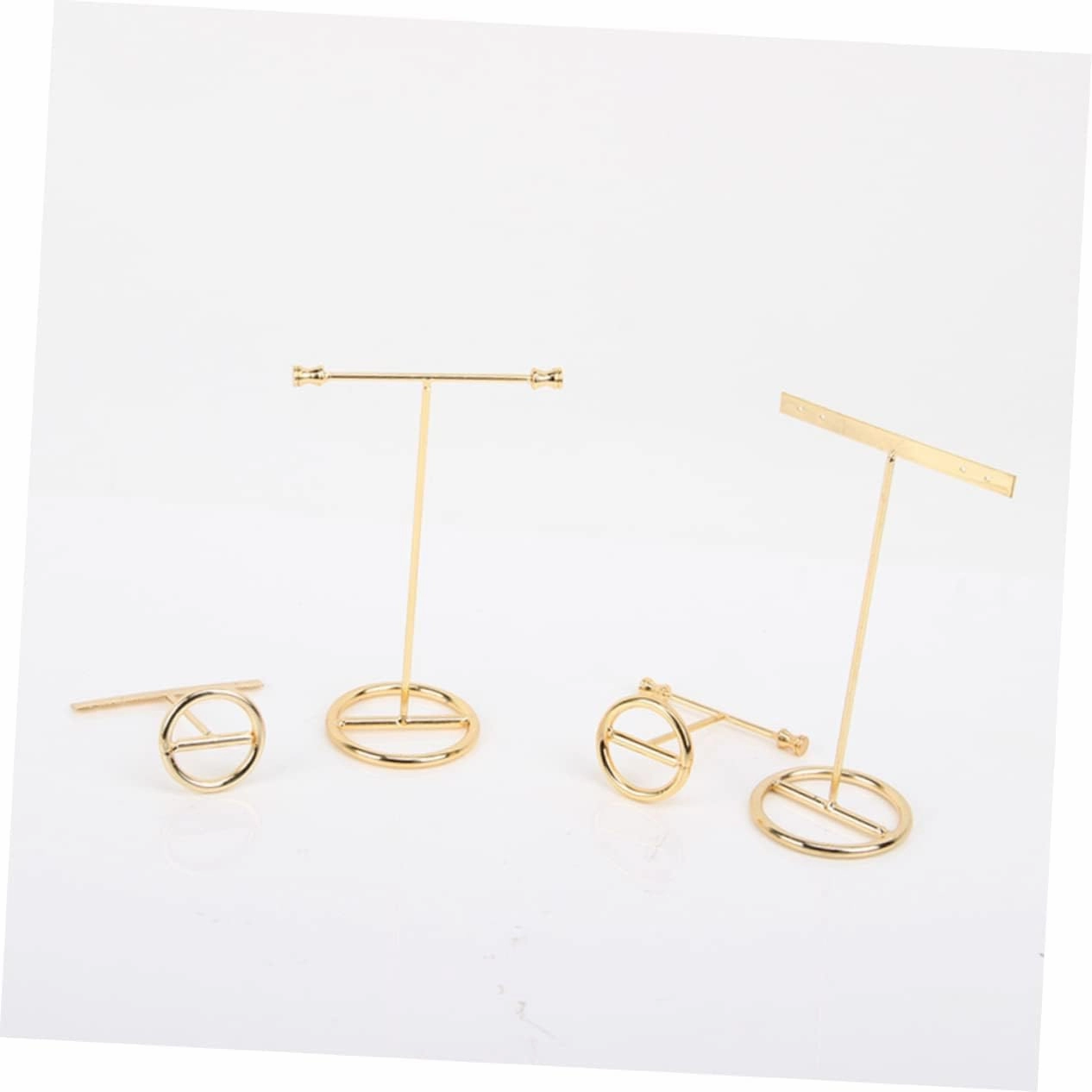 TENDYCOCO 4 Pcs Earrings Stand Watch Velvet Earring Stand Charms Stands Necklace Display Stand Vendors Showcase Pole Jewelry Holder Stand Double Glasses Case Shows Card Displays Racks Golden
