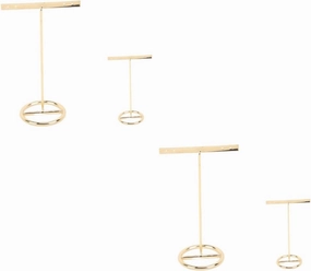 TENDYCOCO 4 Pcs Earrings Stand Watch Velvet Earring Stand Charms Stands Necklace Display Stand Vendors Showcase Pole Jewelry Holder Stand Double Glasses Case Shows Card Displays Racks Golden