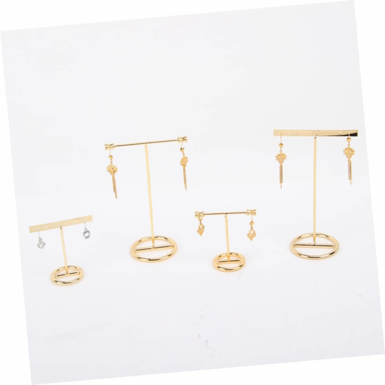 TENDYCOCO 4 Pcs Earrings Stand Watch Velvet Earring Stand Charms Stands Necklace Display Stand Vendors Showcase Pole Jewelry Holder Stand Double Glasses Case Shows Card Displays Racks Golden