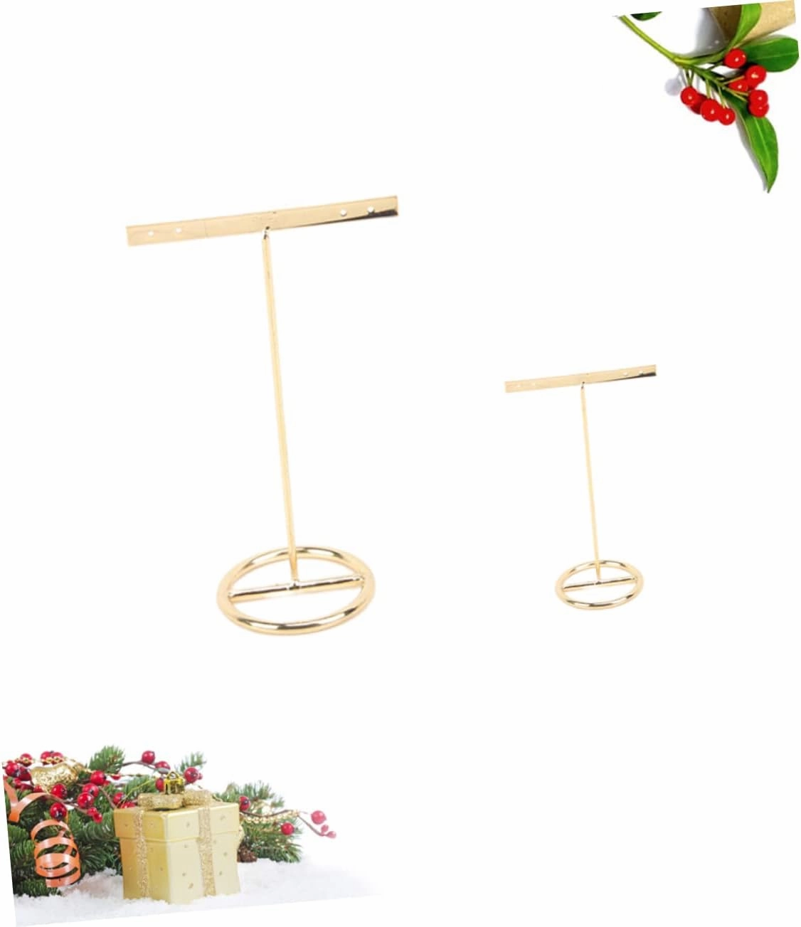 TENDYCOCO 6 Pcs Metal Earring Holder Sided Bust Velvet Vendors Showcase Sticker Kt Holders Rack Clear T Shape Earring Display Jewelry Organizer Earrings Stand Jewelry Display Stand Golden