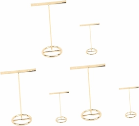 TENDYCOCO 6 Pcs Metal Earring Holder Sided Bust Velvet Vendors Showcase Sticker Kt Holders Rack Clear T Shape Earring Display Jewelry Organizer Earrings Stand Jewelry Display Stand Golden