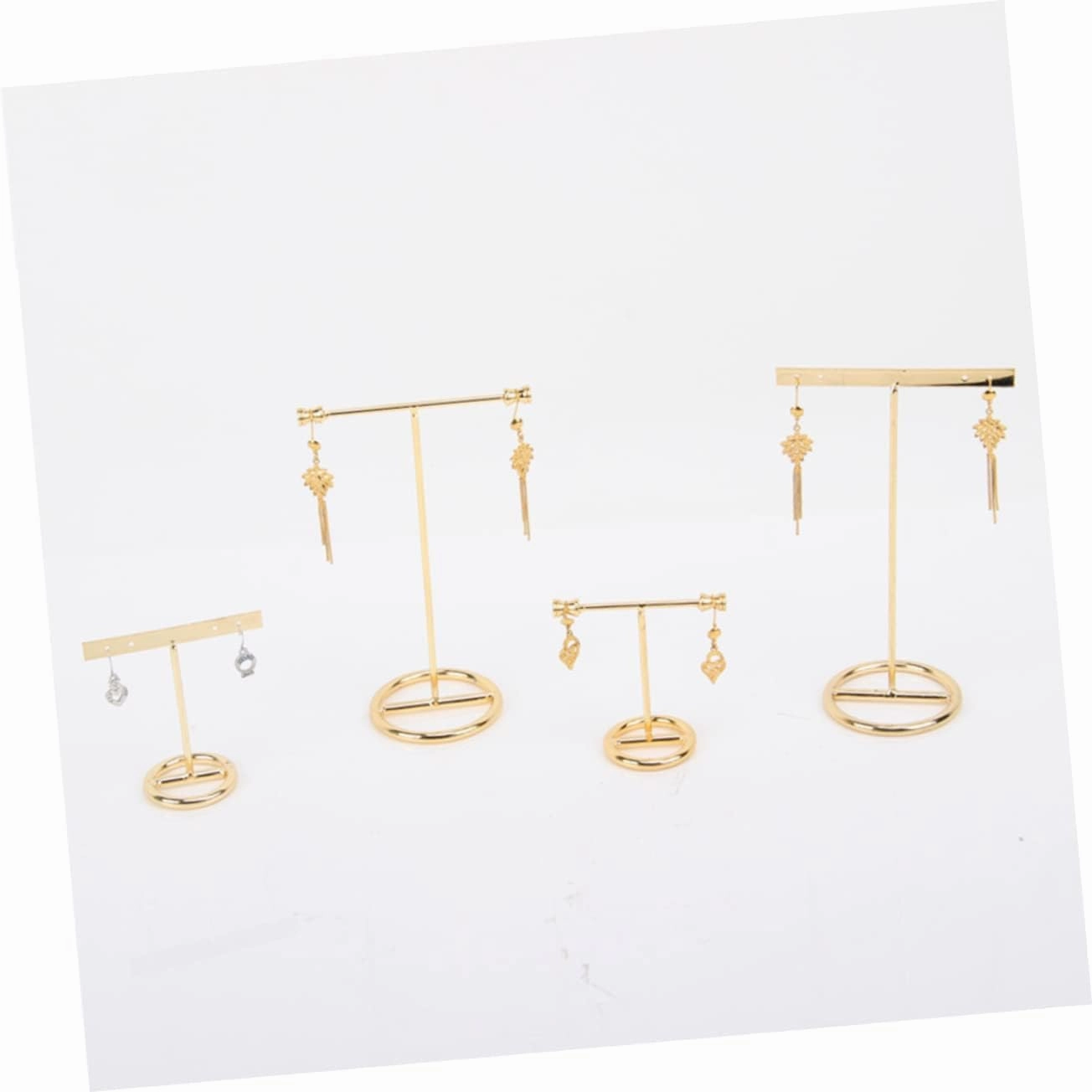 TENDYCOCO 6 Pcs Metal Earring Holder Sided Bust Velvet Vendors Showcase Sticker Kt Holders Rack Clear T Shape Earring Display Jewelry Organizer Earrings Stand Jewelry Display Stand Golden