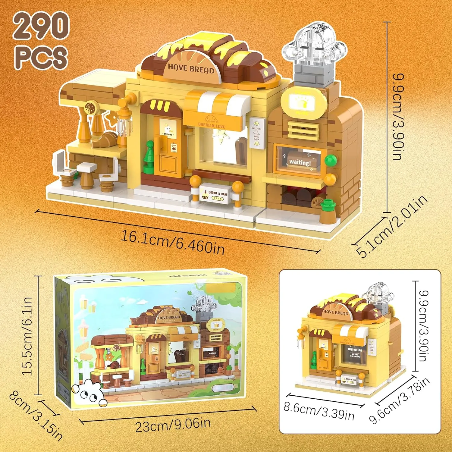 Tenhorses Bakery Building Set, Cute Friends Series Baking Shop Building Kit for Girls 6-12, Street View House Architecture Toys Creative Gift for Kids (290Pcs)