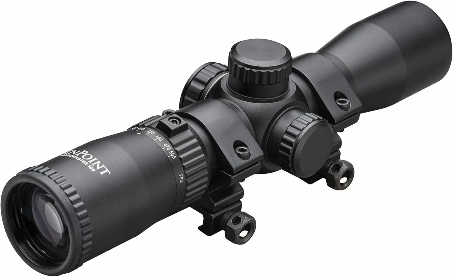 TenPoint New Rangemaster 100 Scope - Improves Accuracy & Precision Out to 100 Yards - Accommodates Crossbows Shooting 380-505 FPS - Scope Rings & Flip Up Caps Included