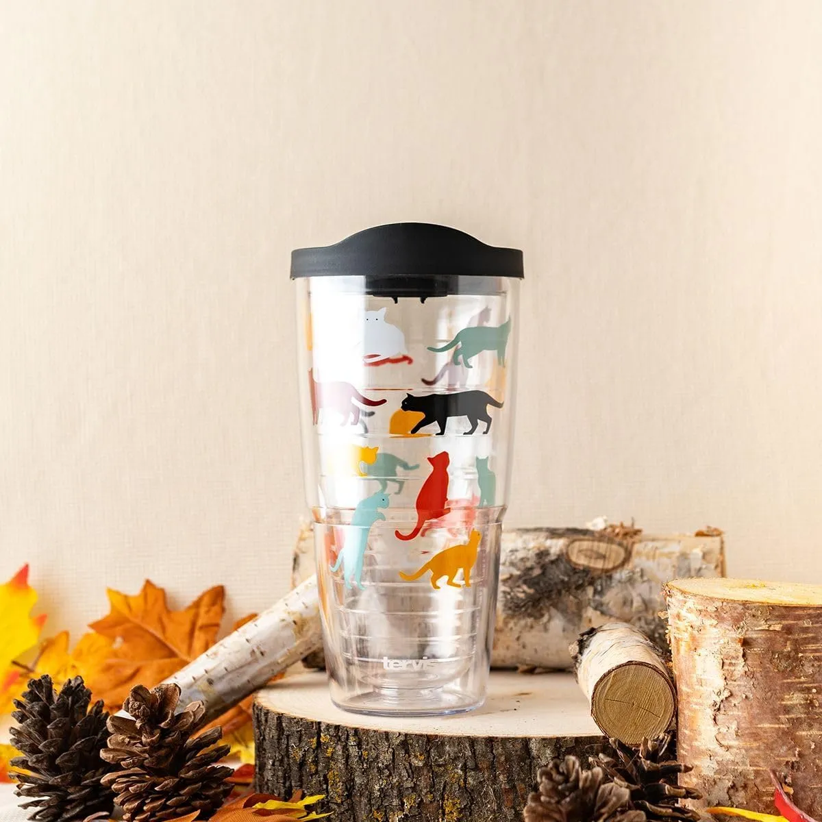 Tervis Pet Love Made in USA Double Walled Insulated Tumbler Travel Cup Keeps Drinks Cold & Hot, 24oz, Cat Pounce Love