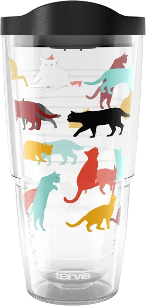 Tervis Pet Love Made in USA Double Walled Insulated Tumbler Travel Cup Keeps Drinks Cold & Hot, 24oz, Cat Pounce Love