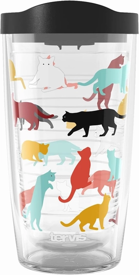 Tervis Pet Love Made in USA Double Walled Insulated Tumbler Travel Cup Keeps Drinks Cold & Hot, 16oz, Cat Pounce Love