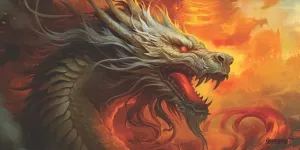 The Gaming Mat Company Single Player MTG Playmat & Mouse Pad – 28" x 14" Flame Dragon Gaming Mouse Pad Compatible with Magic: The Gathering playmats, MTG Cards, TCG Gaming mat