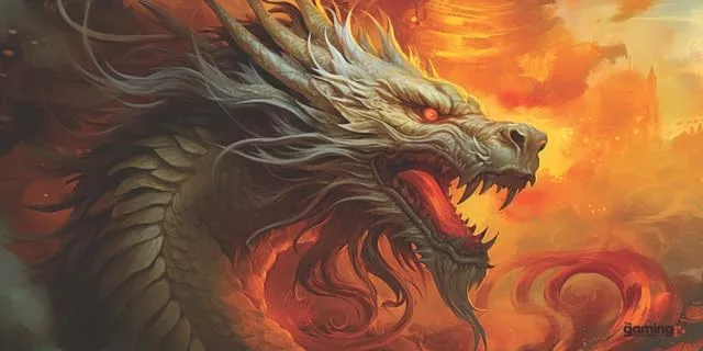 The Gaming Mat Company Single Player MTG Playmat & Mouse Pad – 28" x 14" Flame Dragon Gaming Mouse Pad Compatible with Magic: The Gathering playmats, MTG Cards, TCG Gaming mat
