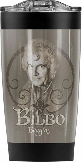 The Lord of the Rings Bilbo Baggins Stainless Steel Tumbler 20 oz Coffee Travel Mug/Cup, Vacuum Insulated & Double Wall with Leakproof Sliding Lid | Great for Hot Drinks and Cold Beverages