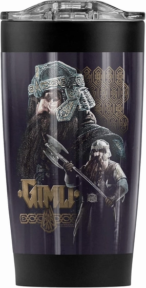 The Lord of the Rings Gimli Stainless Steel Tumbler 20 oz Coffee Travel Mug/Cup, Vacuum Insulated & Double Wall with Leakproof Sliding Lid | Great for Hot Drinks and Cold Beverages