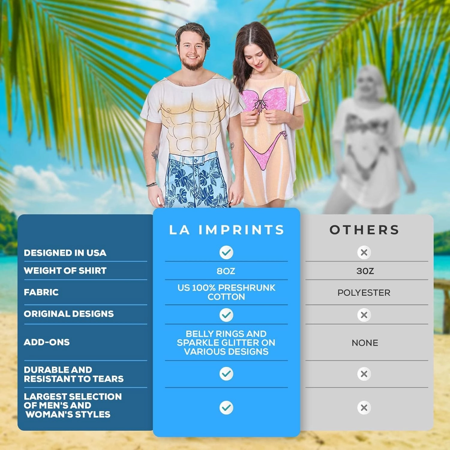 The Original Women's Bikini Shirt - Funny Bikini Print Bathing Suit Cover-up Beach Tshirt Dress for Women Men