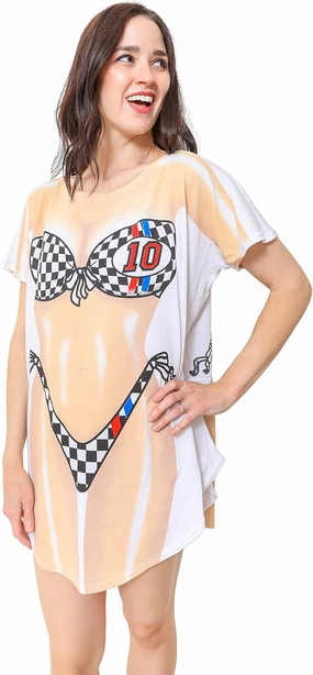The Original Women's Bikini Shirt - Funny Bikini Print Bathing Suit Cover-up Beach Tshirt Dress for Women Men