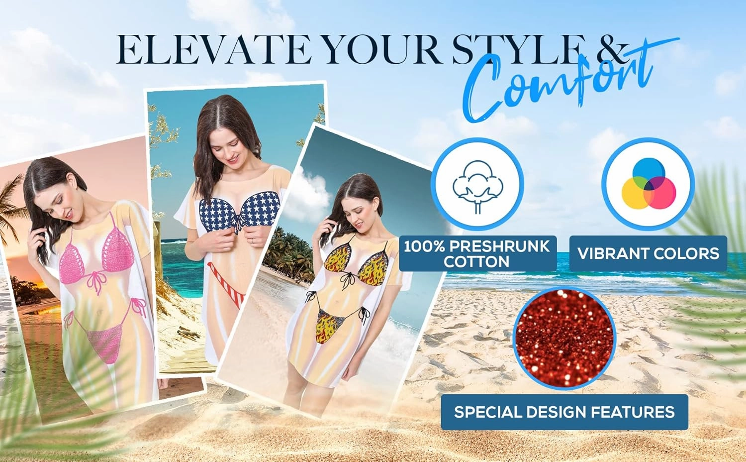 The Original Women's Bikini Shirt - Funny Bikini Print Bathing Suit Cover-up Beach Tshirt Dress for Women Men
