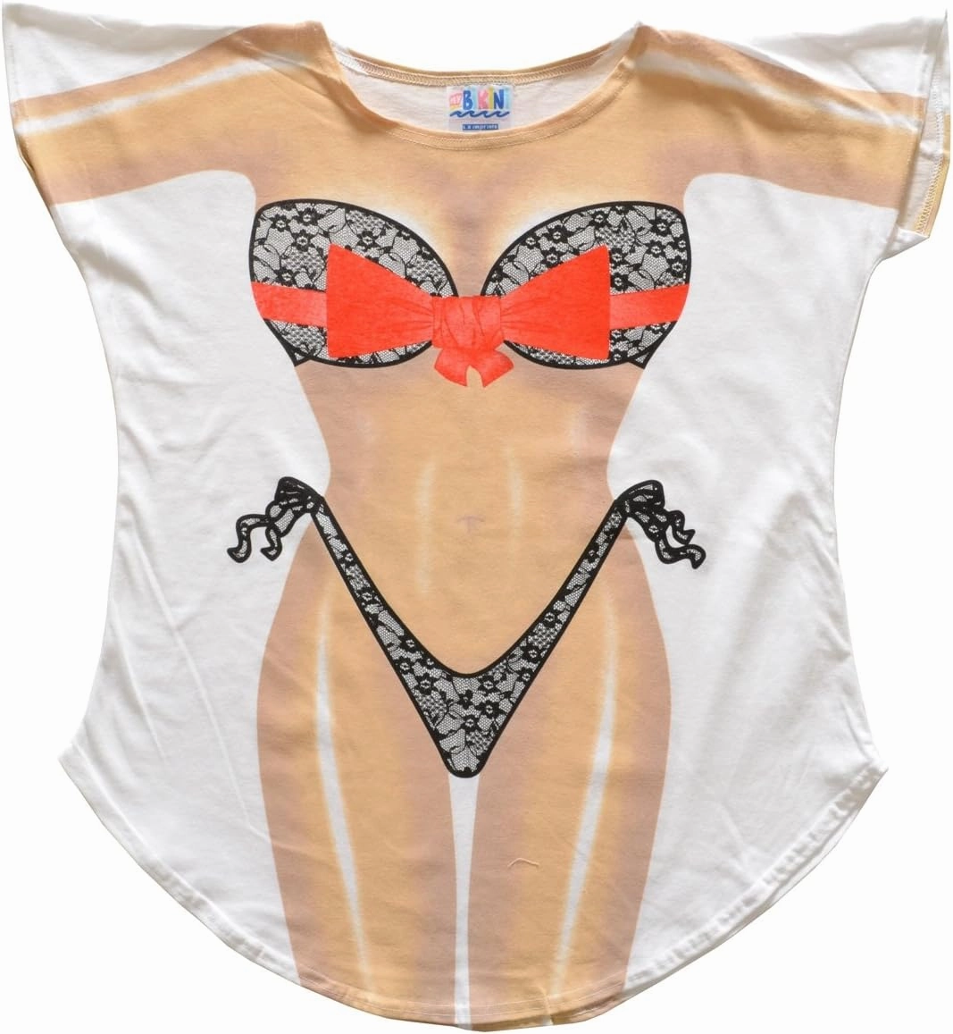 The Original Women's Bikini Shirt - Funny Bikini Print Bathing Suit Cover-up Beach Tshirt Dress for Women Men