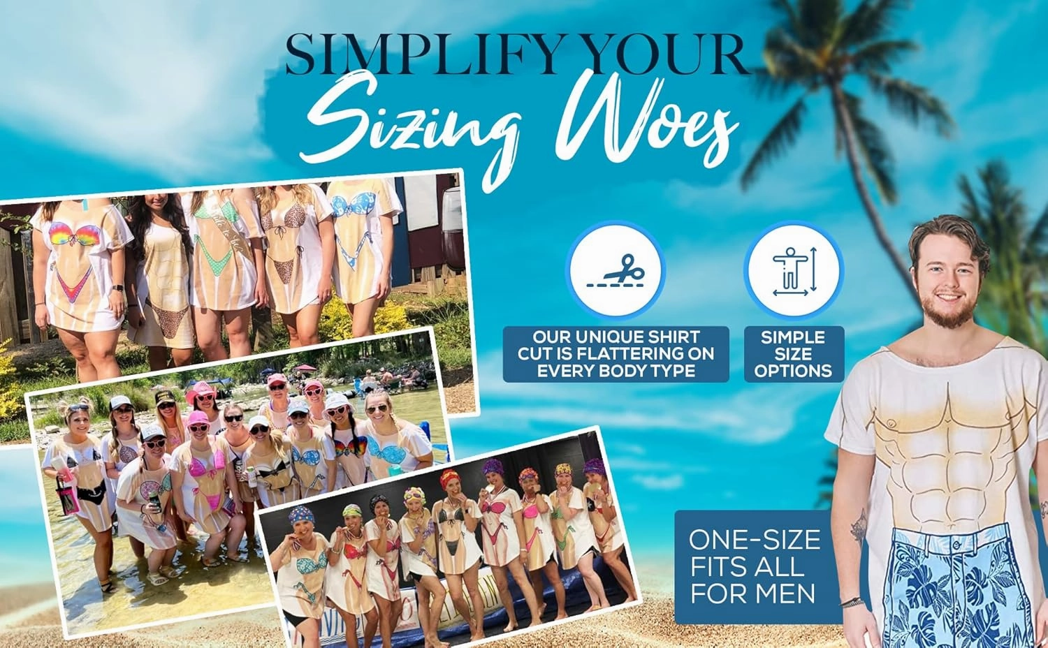 The Original Women's Bikini Shirt - Funny Bikini Print Bathing Suit Cover-up Beach Tshirt Dress for Women Men