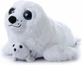 The Petting Zoo Mom and Baby Harp Seal Stuffed Animal, Gifts for Kids, Pocketz Ocean Animals, Harp Seal Plush Toy 14 inches