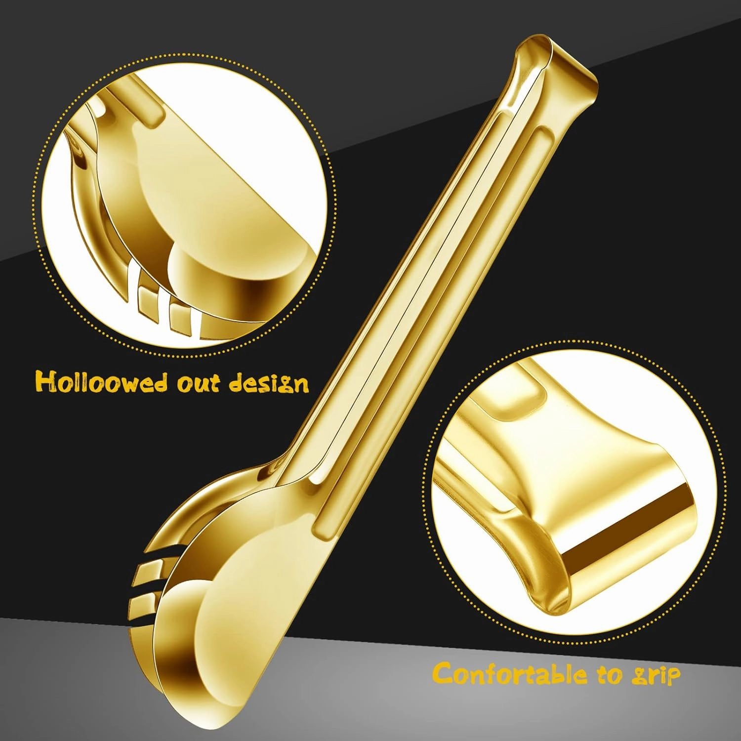 Thenshop 30 Pcs Stainless Steel Serving Utensils Set Flatware Set Include Large Serving Spoons Slotted Spoons Forks Soup Ladle Pie Server and Tongs for Buffet Party(Gold)