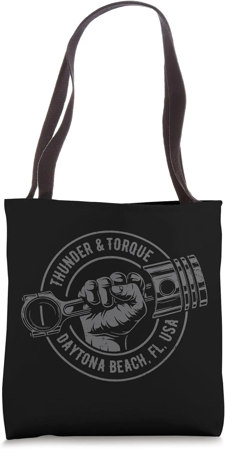 Thunder and Torque Daytona Beach FL Fist with Piston Design Tote Bag