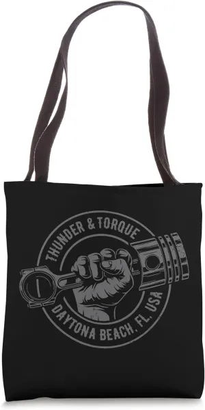 Thunder and Torque Daytona Beach FL Fist with Piston Design Tote Bag