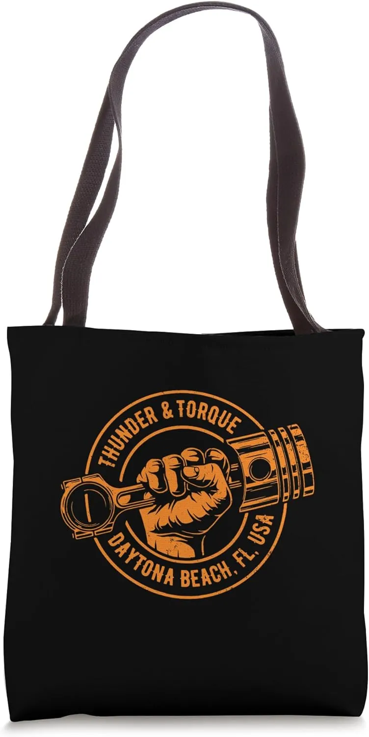 Thunder and Torque Daytona Beach FL Fist with Piston Design Tote Bag