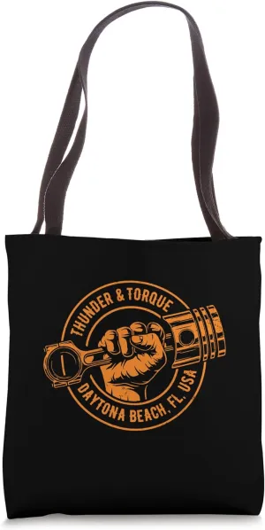 Thunder and Torque Daytona Beach FL Fist with Piston Design Tote Bag