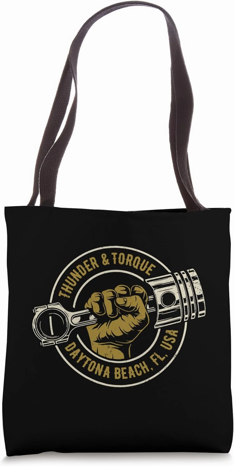 Thunder and Torque Daytona Beach FL Fist with Piston Design Tote Bag