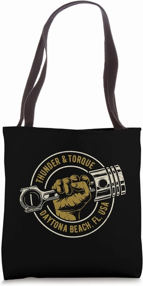 Thunder and Torque Daytona Beach FL Fist with Piston Design Tote Bag