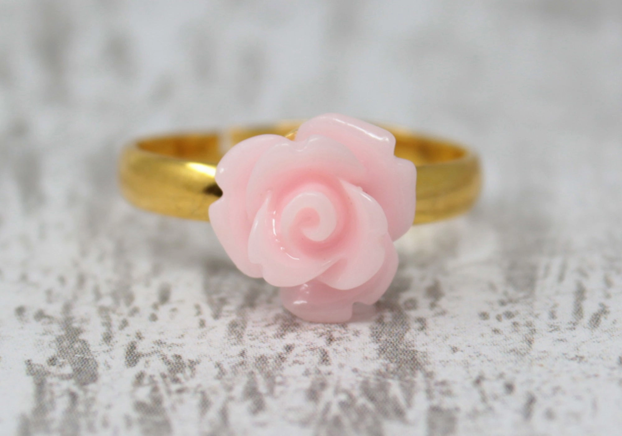 Tiny Petals Stacking Ring ~ Baby Pink Rose