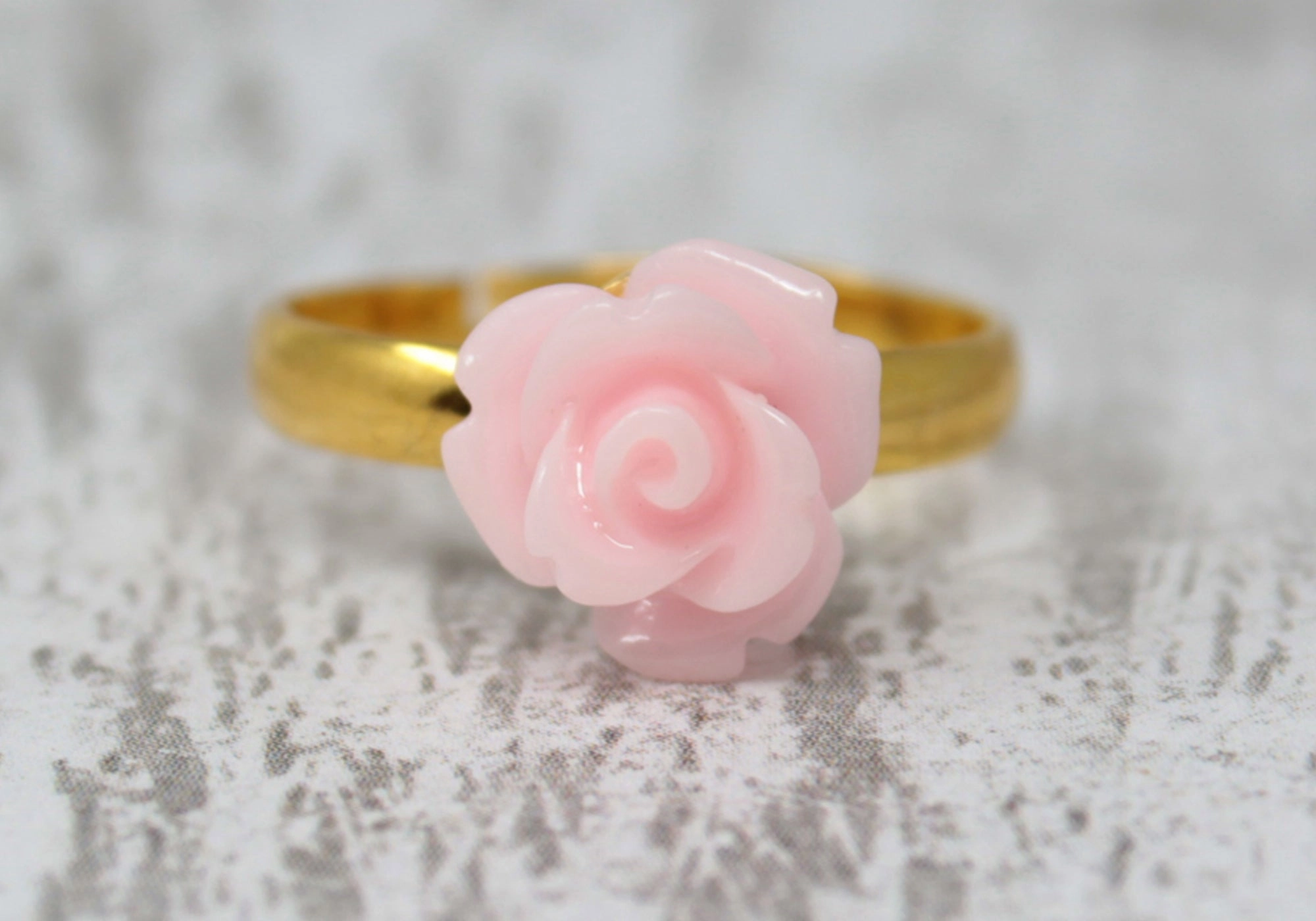 Tiny Petals Stacking Ring ~ Baby Pink Rose